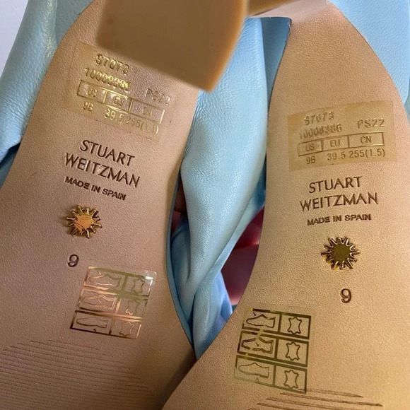 Stuart Weitzman | Blue Slip On Heels Square NIB 9 - Picture 5 of 10